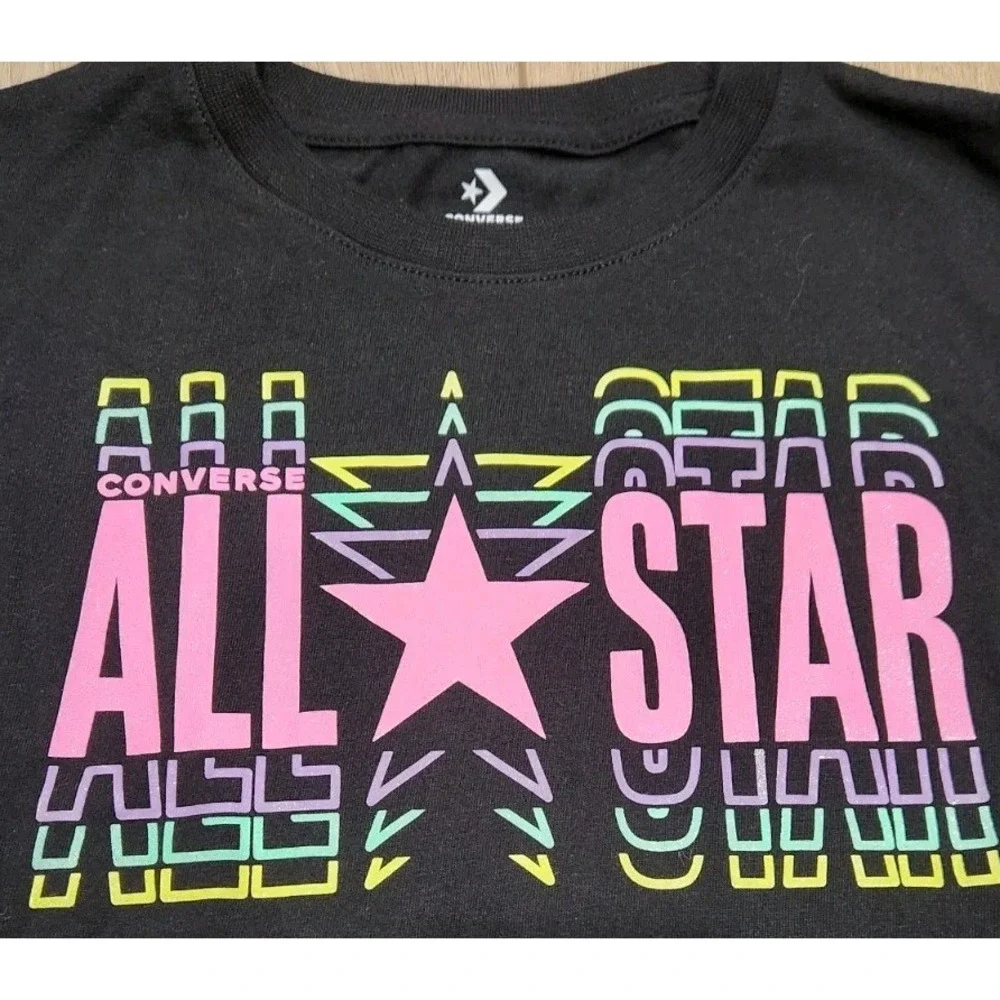 Converse All Star Girls Size 6X (6-7 Yeqrs) Graphic‎ Tshirt NEW 100% Cotton